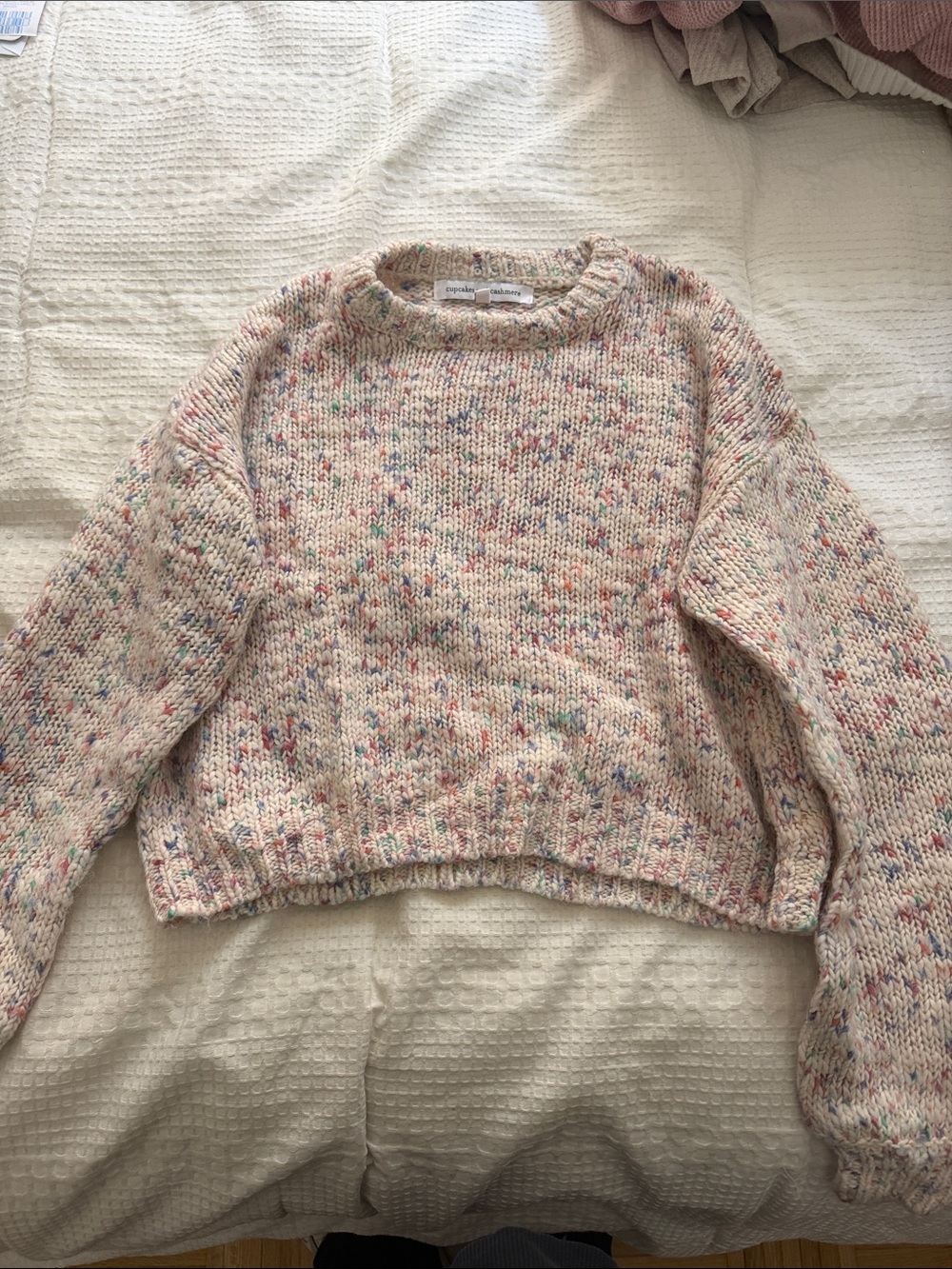 cupcakes & cashmere Cream Speckled Crewneck Sweater